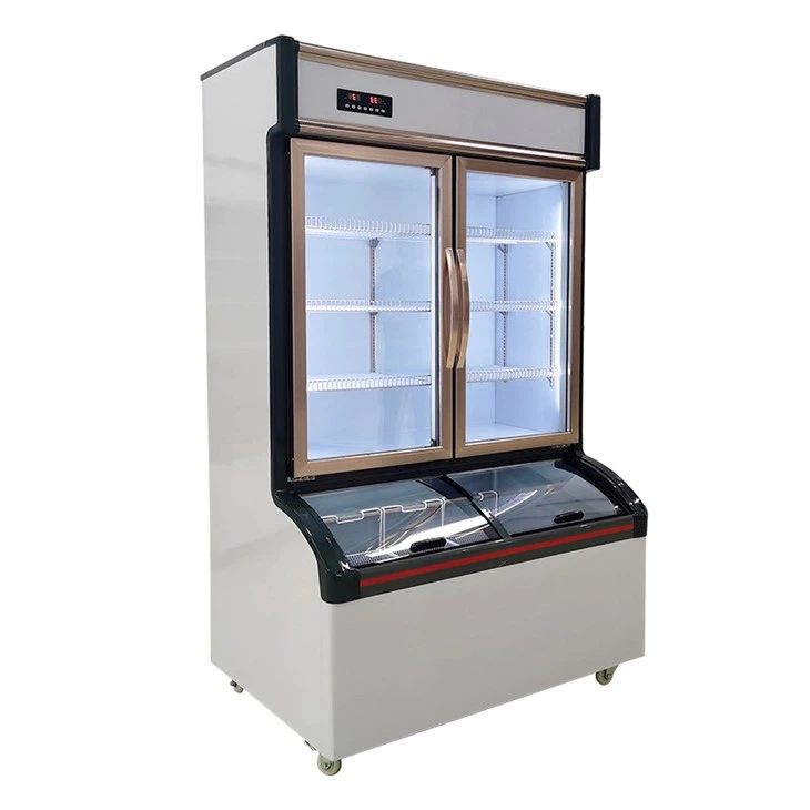 Supermarket Display Chiller Ice Cream Freezer Glass Door Cooler